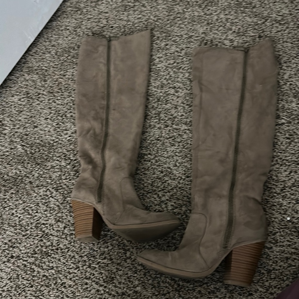 Faux Suede Knee High Boots